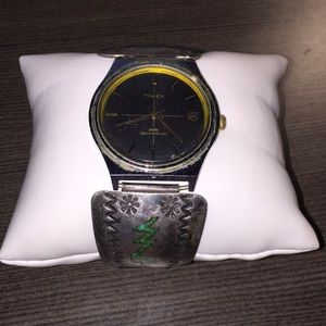 Vintage Timex Sterling Silver Navajo Watch